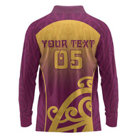 Custom Waiuku College Long Sleeve Polo Shirt Maori Koru Pattern