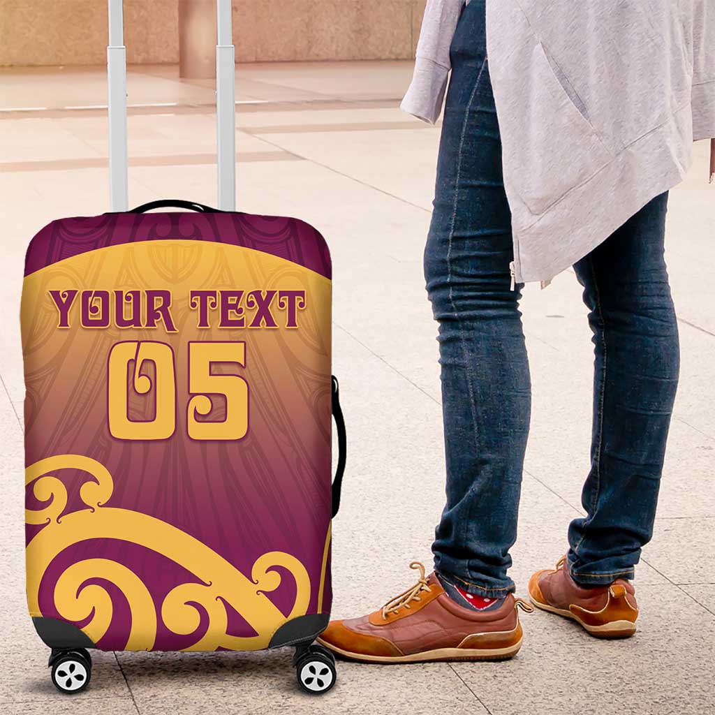 Custom Waiuku College Luggage Cover Maori Koru Pattern LT05 Maroon - Polynesian Pride