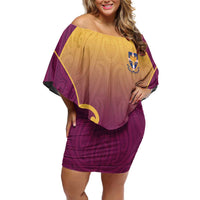 Custom Waiuku College Off Shoulder Short Dress Maori Koru Pattern