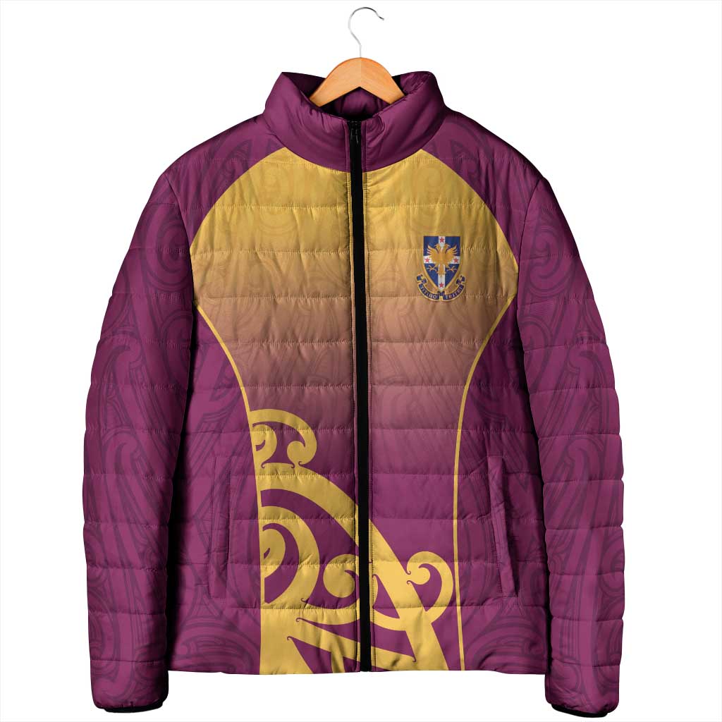 Custom Waiuku College Padded Jacket Maori Koru Pattern