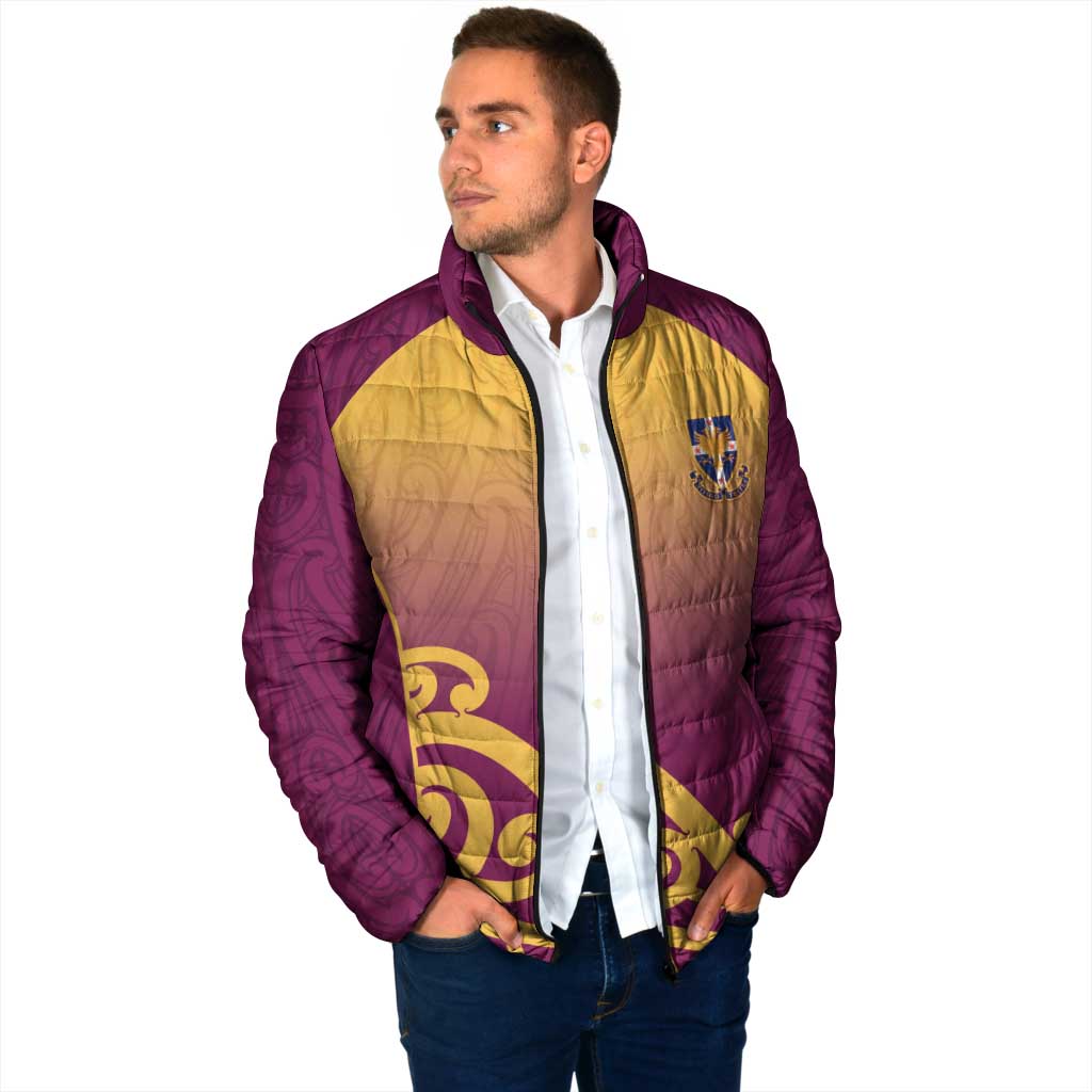Custom Waiuku College Padded Jacket Maori Koru Pattern