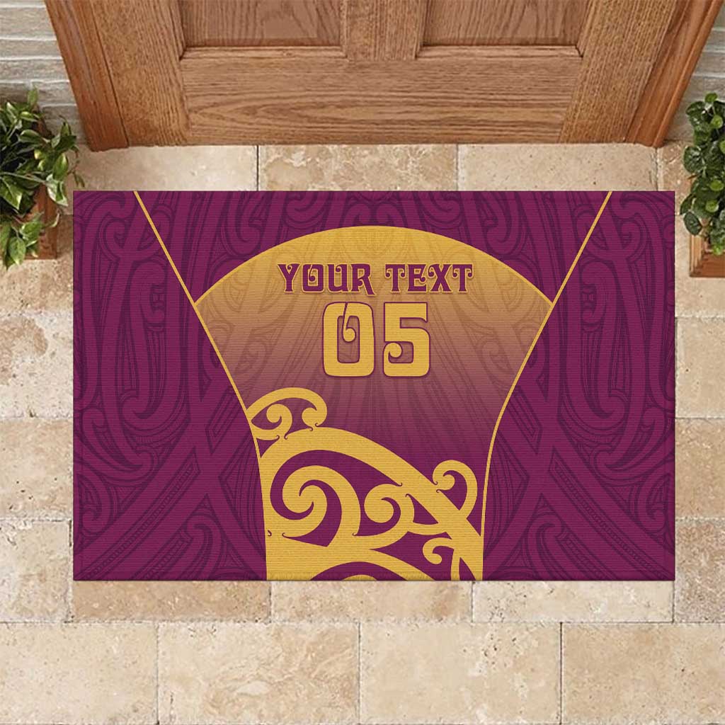 Custom Waiuku College Rubber Doormat Maori Koru Pattern LT05 Maroon - Polynesian Pride