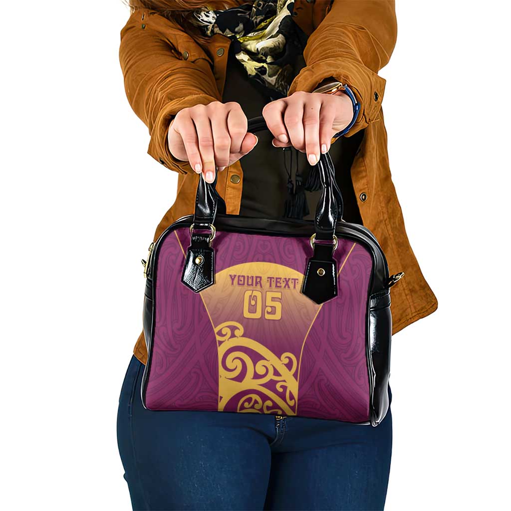 Custom Waiuku College Shoulder Handbag Maori Koru Pattern LT05 One Size Maroon - Polynesian Pride
