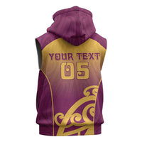 Custom Waiuku College Sleeveless Hoodie Maori Koru Pattern