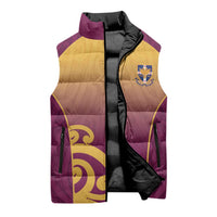 Custom Waiuku College Sleeveless Puffer Jacket Maori Koru Pattern