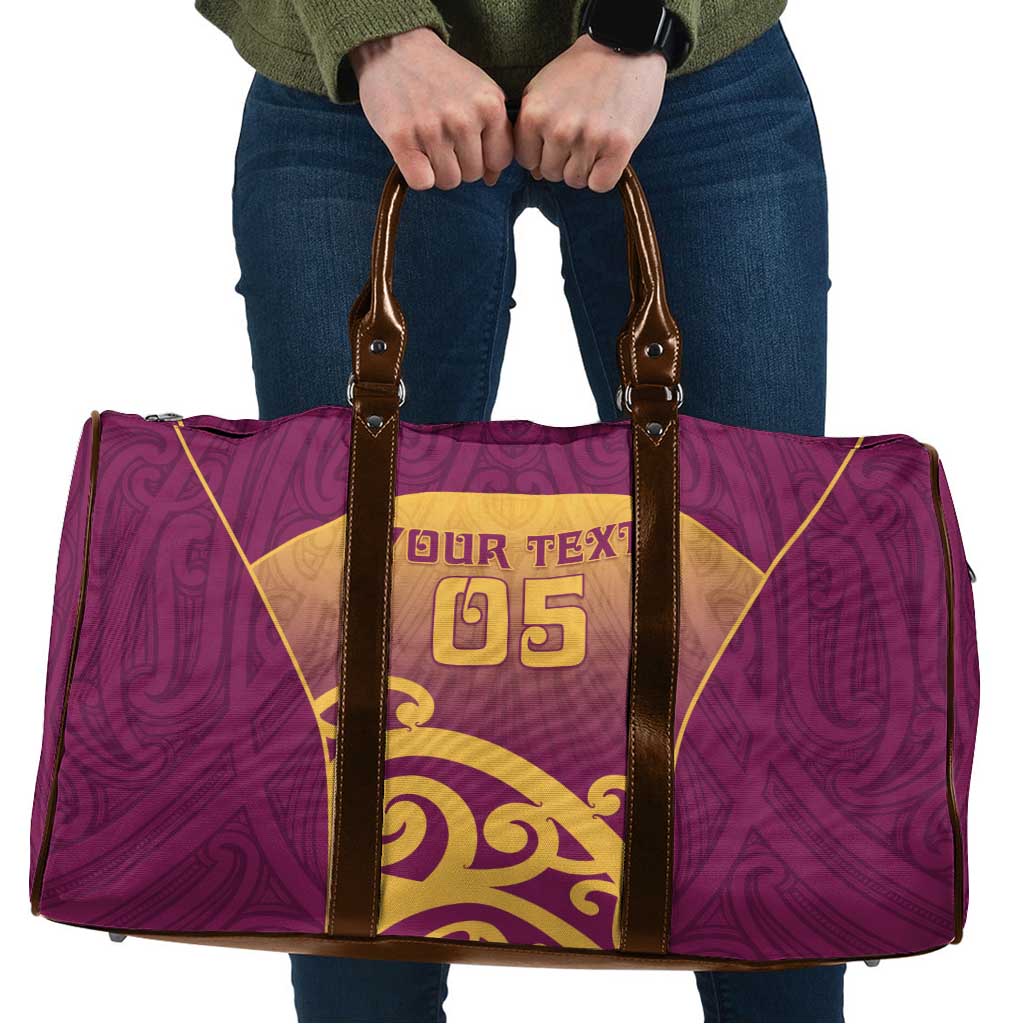 Custom Waiuku College Travel Bag Maori Koru Pattern LT05 Maroon - Polynesian Pride