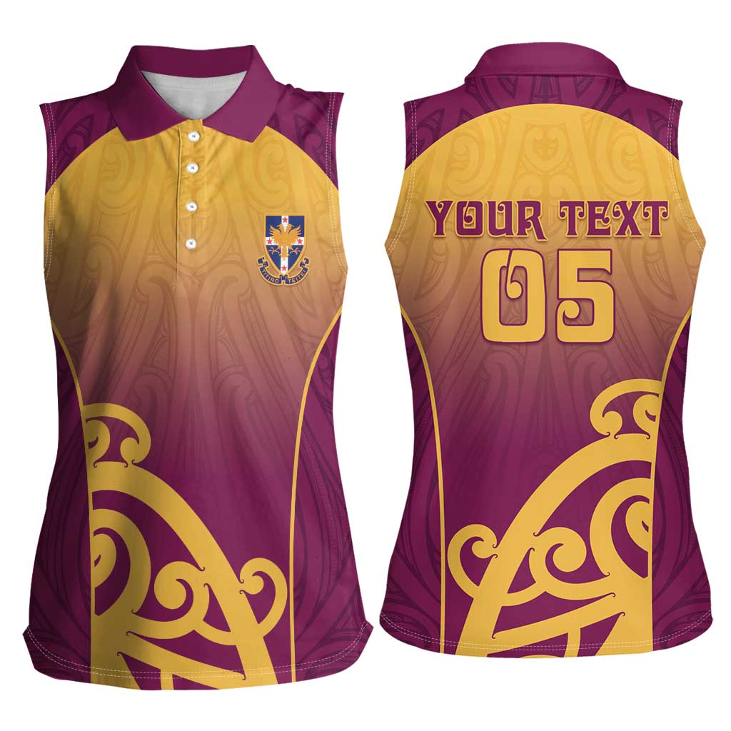 Custom Waiuku College Women Sleeveless Polo Shirt Maori Koru Pattern