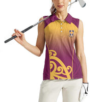 Custom Waiuku College Women Sleeveless Polo Shirt Maori Koru Pattern