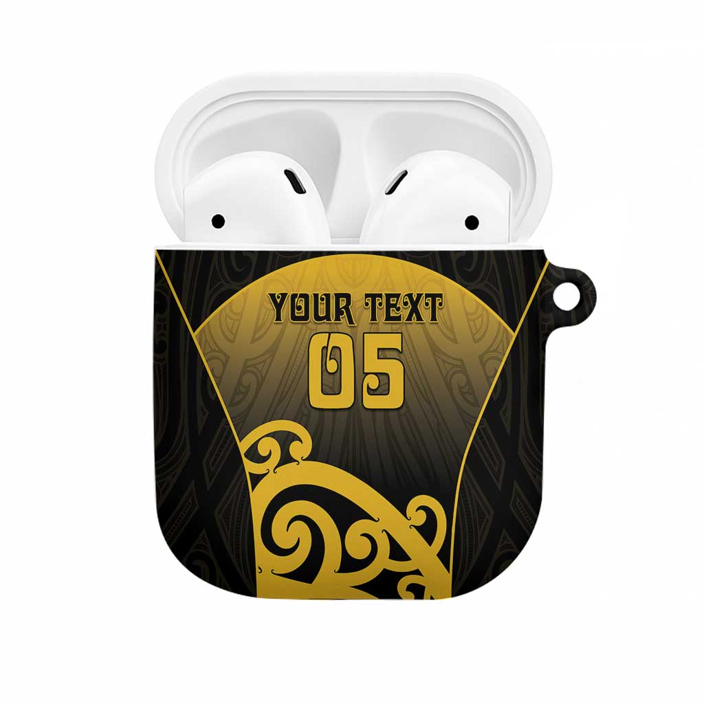 Custom Motueka High School AirPods Case Maori Koru Pattern LT05 Black - Polynesian Pride