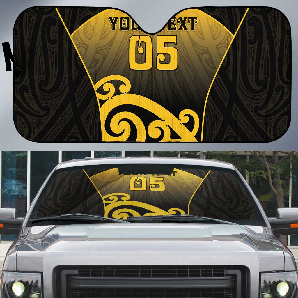 Custom Motueka High School Auto Sun Shade Maori Koru Pattern LT05 Black - Polynesian Pride