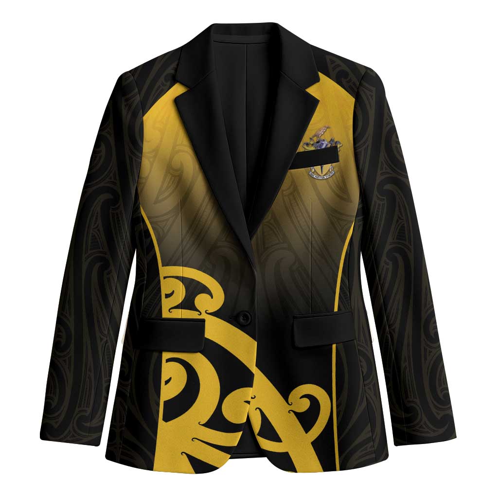 Custom Motueka High School Blazer Maori Koru Pattern LT05 Unisex Black - Polynesian Pride