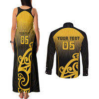 Custom Motueka High School Couples Matching Tank Maxi Dress and Long Sleeve Button Shirt Maori Koru Pattern