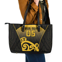 Custom Motueka High School Leather Tote Bag Maori Koru Pattern