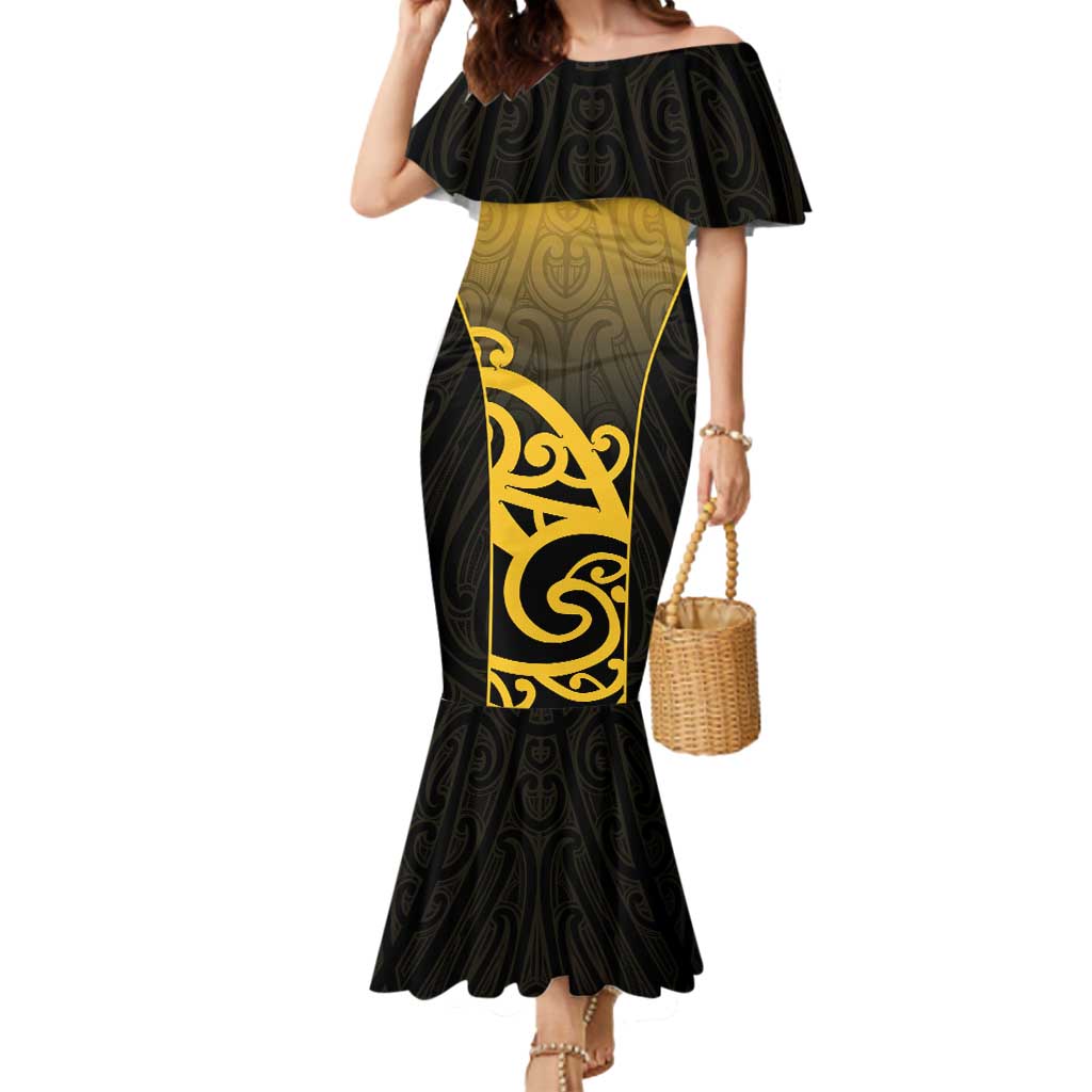 Custom Motueka High School Mermaid Dress Maori Koru Pattern LT05 Women Black - Polynesian Pride