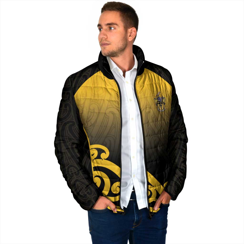Custom Motueka High School Padded Jacket Maori Koru Pattern