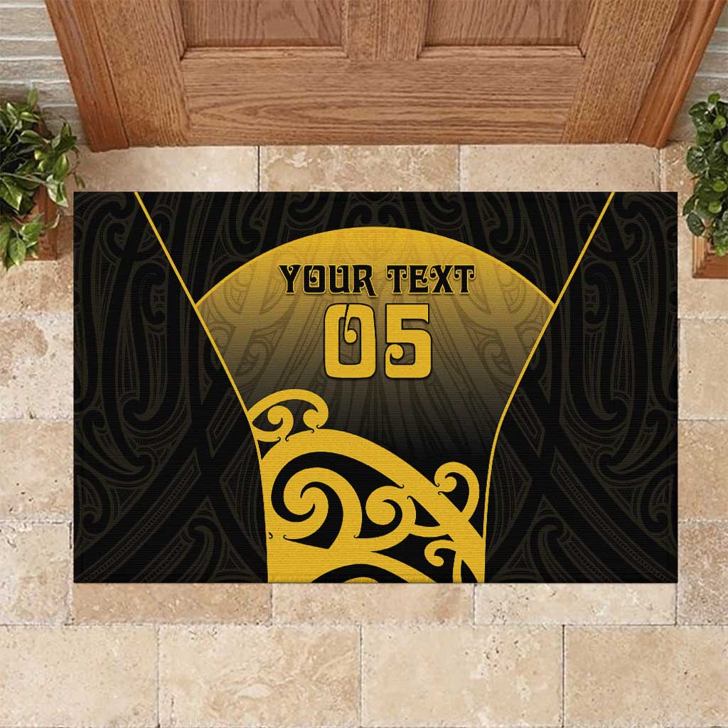 Custom Motueka High School Rubber Doormat Maori Koru Pattern LT05 Black - Polynesian Pride