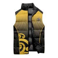 Custom Motueka High School Sleeveless Puffer Jacket Maori Koru Pattern