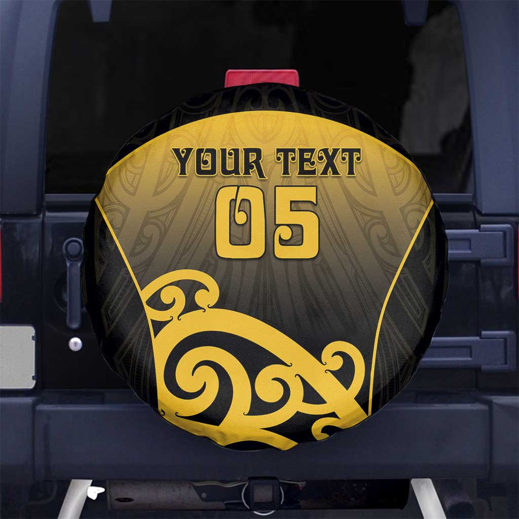 Custom Motueka High School Spare Tire Cover Maori Koru Pattern LT05 No hole Black - Polynesian Pride
