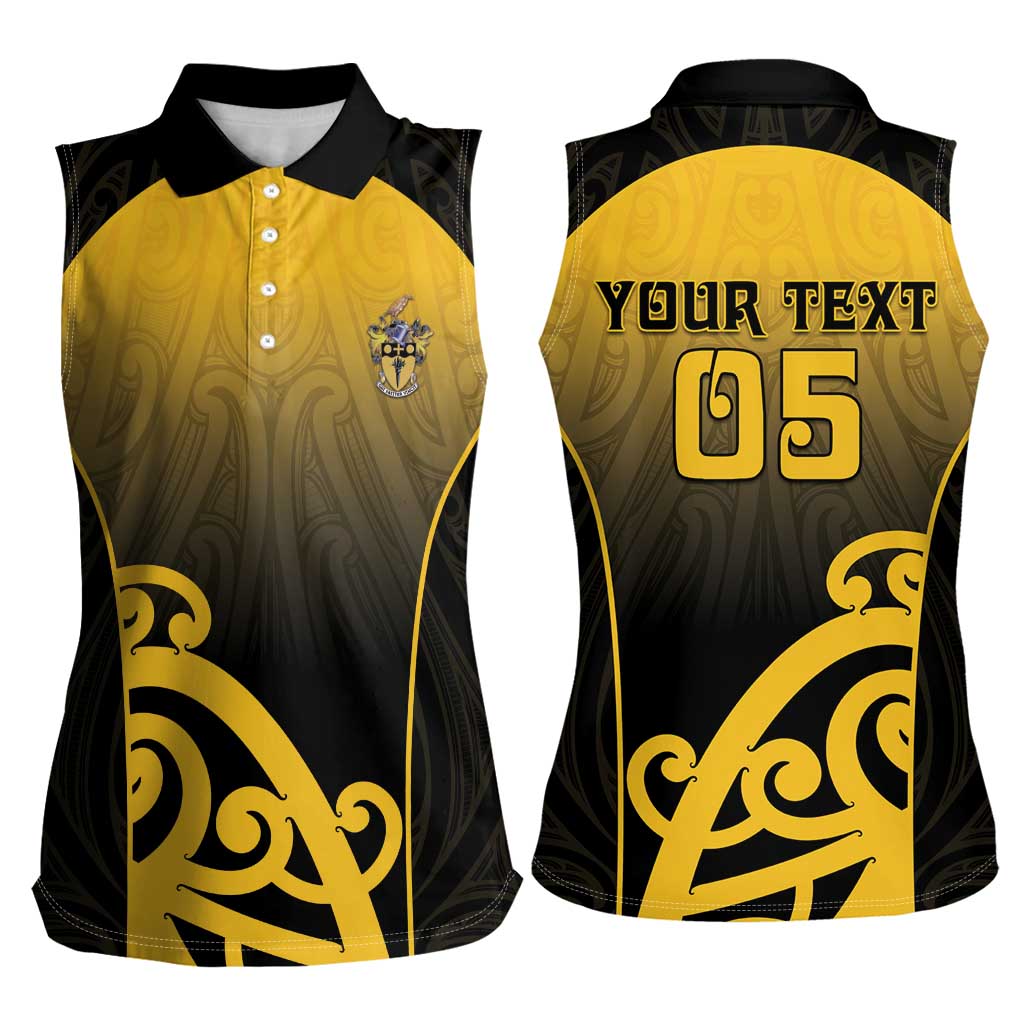 Custom Motueka High School Women Sleeveless Polo Shirt Maori Koru Pattern