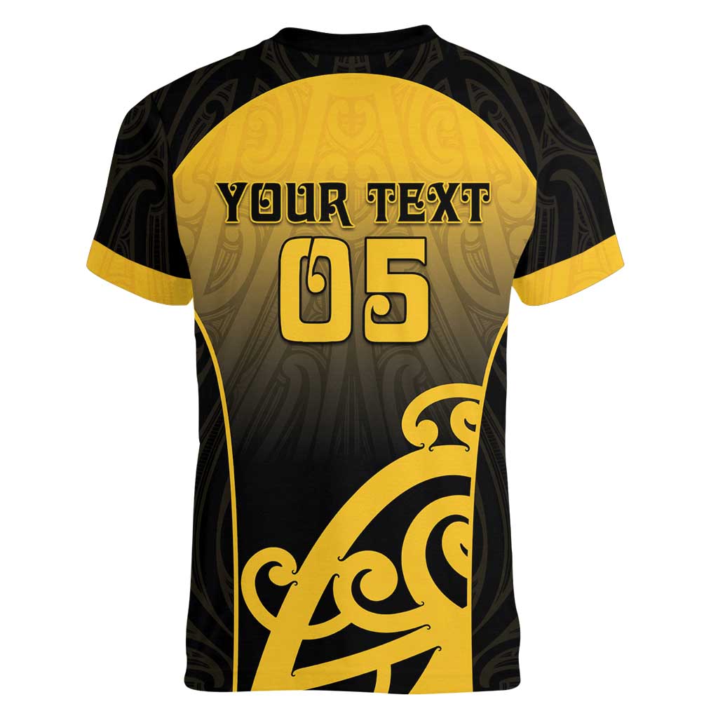 Custom Motueka High School Women V-Neck T-Shirt Maori Koru Pattern