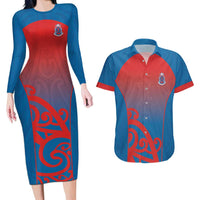 Custom St Joseph's Maori Girls' College Couples Matching Long Sleeve Bodycon Dress and Hawaiian Shirt Maori Koru Pattern