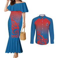 Custom St Joseph's Maori Girls' College Couples Matching Mermaid Dress and Long Sleeve Button Shirt Maori Koru Pattern