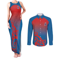 Custom St Joseph's Maori Girls' College Couples Matching Tank Maxi Dress and Long Sleeve Button Shirt Maori Koru Pattern