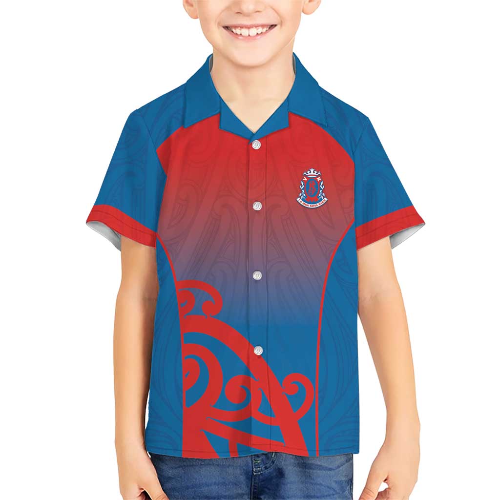 Custom St Joseph's Maori Girls' College Family Matching Long Sleeve Bodycon Dress and Hawaiian Shirt Maori Koru Pattern LT05 Son's Shirt Blue - Polynesian Pride