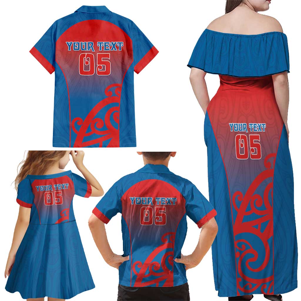 Custom St Joseph's Maori Girls' College Family Matching Off Shoulder Maxi Dress and Hawaiian Shirt Maori Koru Pattern LT05 - Polynesian Pride
