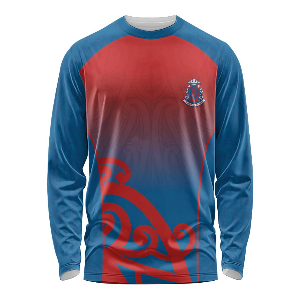 Custom St Joseph's Maori Girls' College Long Sleeve Shirt Maori Koru Pattern LT05 Unisex Blue - Polynesian Pride