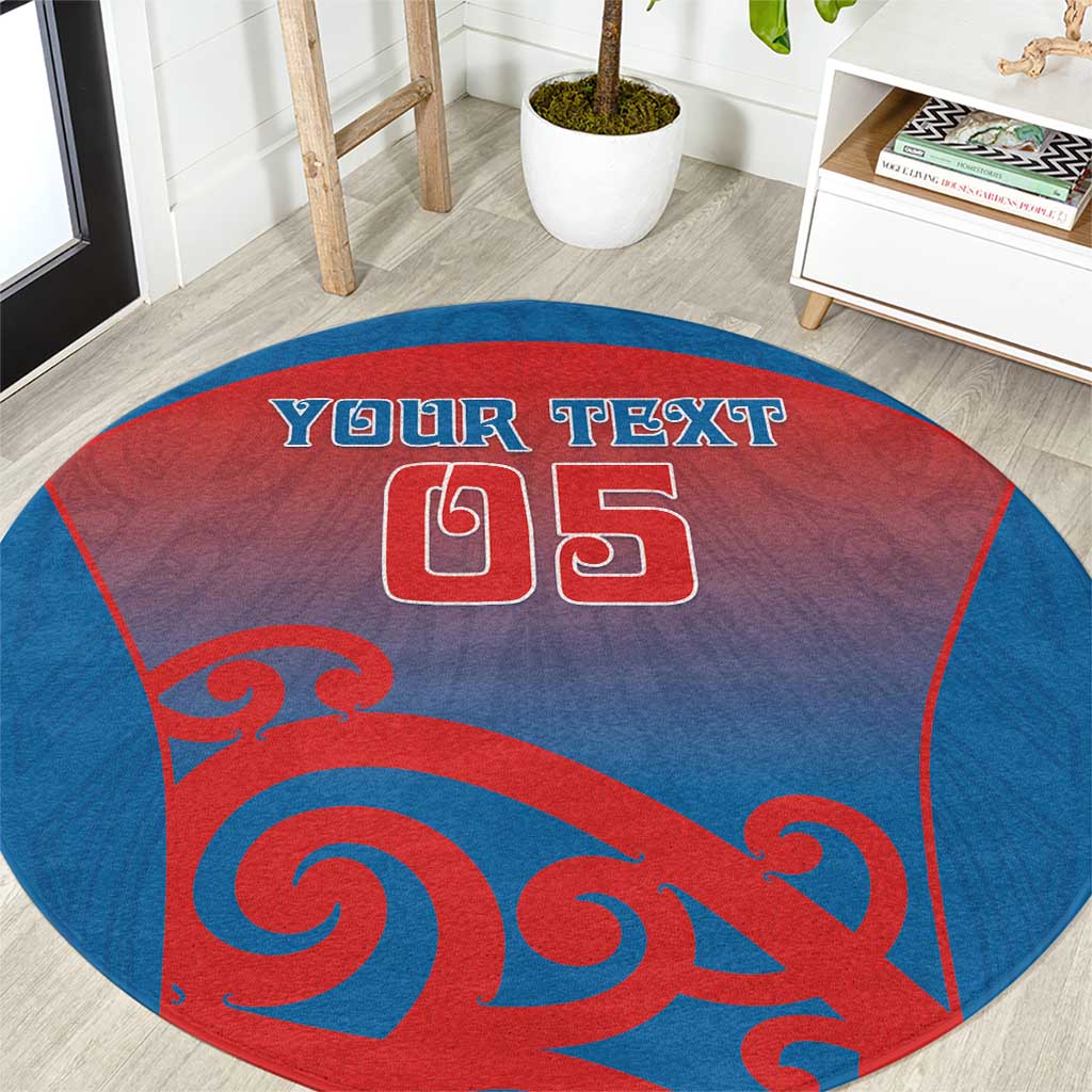 Custom St Joseph's Maori Girls' College Round Carpet Maori Koru Pattern LT05 Blue - Polynesian Pride