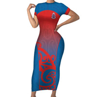 Custom St Joseph's Maori Girls' College Short Sleeve Bodycon Dress Maori Koru Pattern