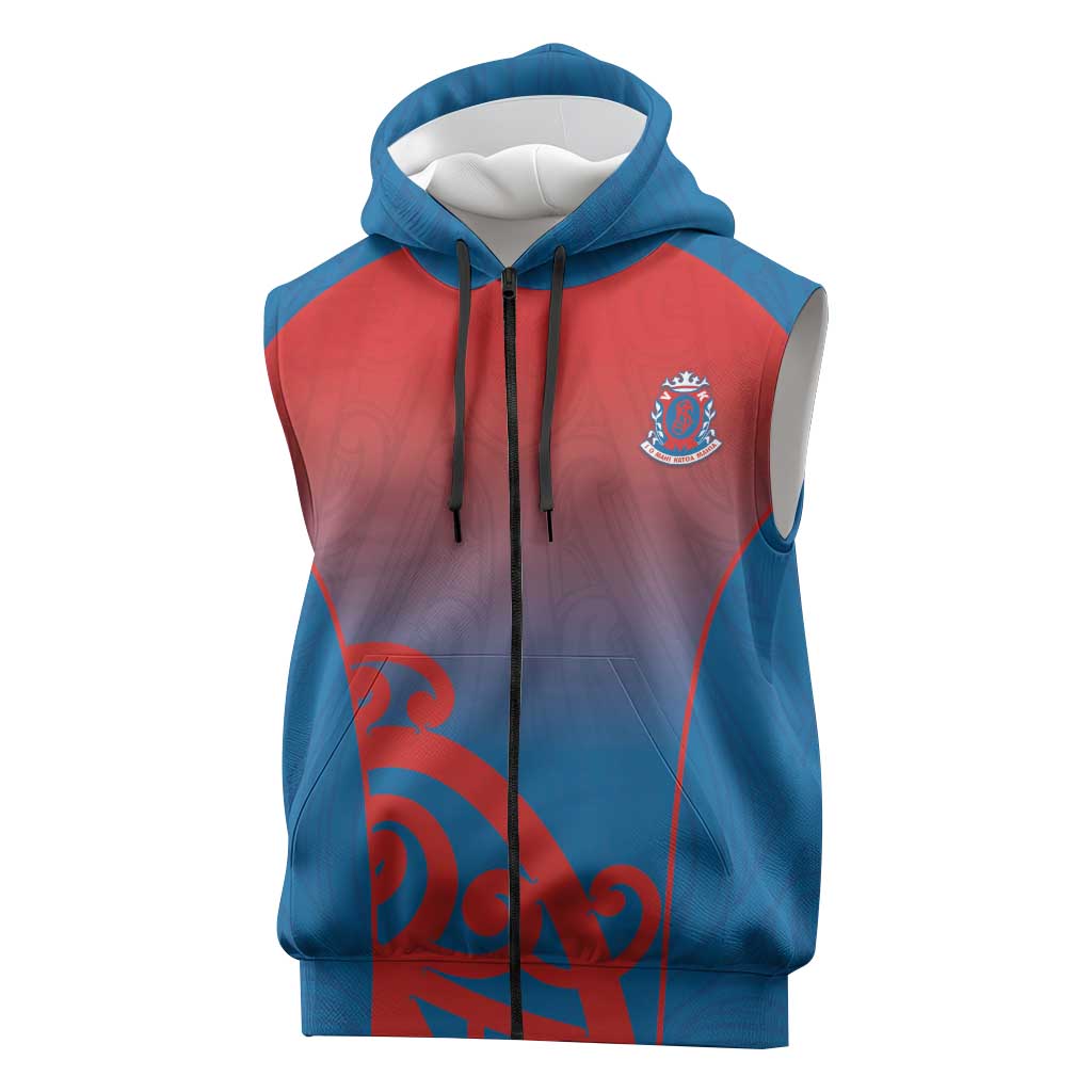 Custom St Joseph's Maori Girls' College Sleeveless Zip Hoodie Maori Koru Pattern LT05 Blue - Polynesian Pride