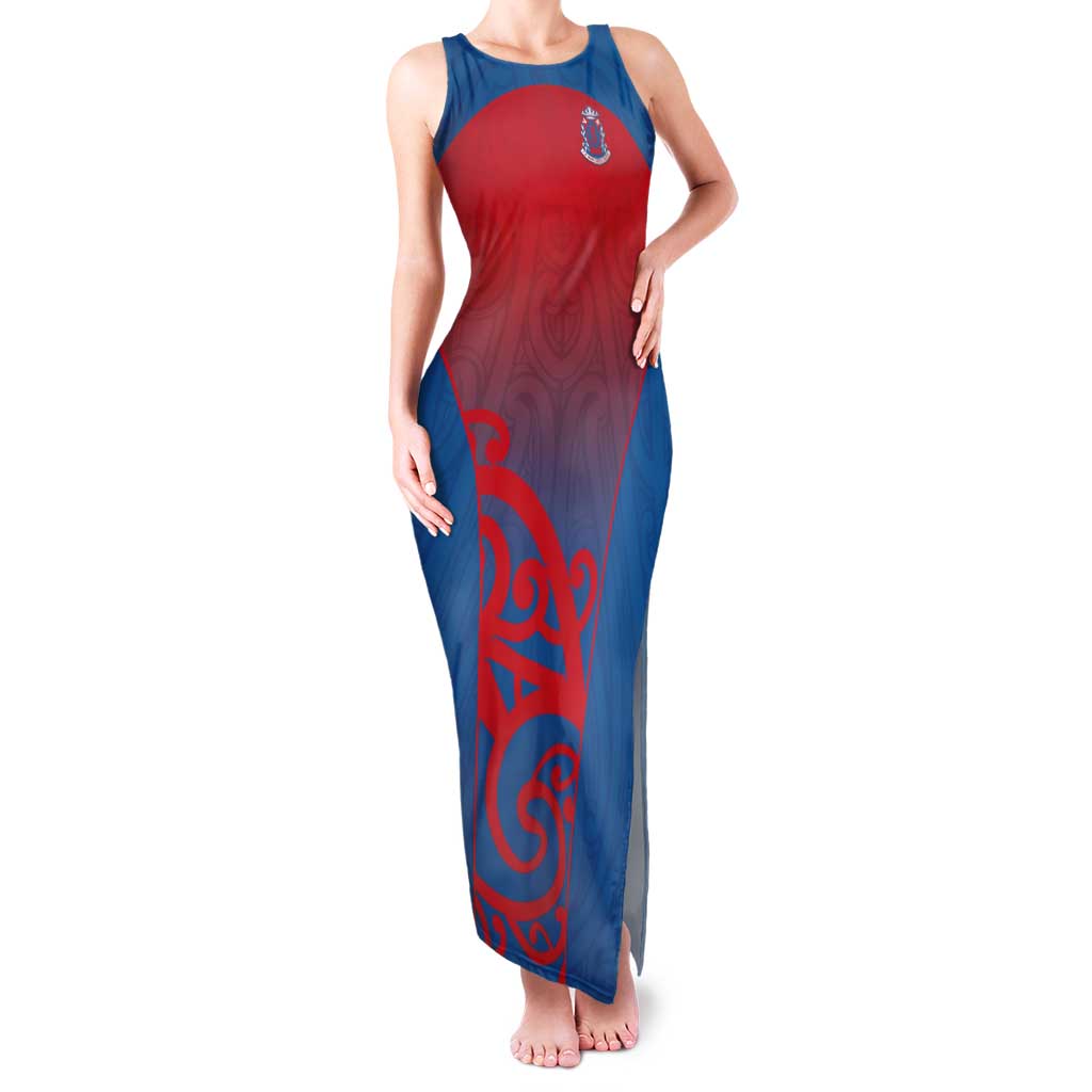 Custom St Joseph's Maori Girls' College Tank Maxi Dress Maori Koru Pattern LT05 Women Blue - Polynesian Pride