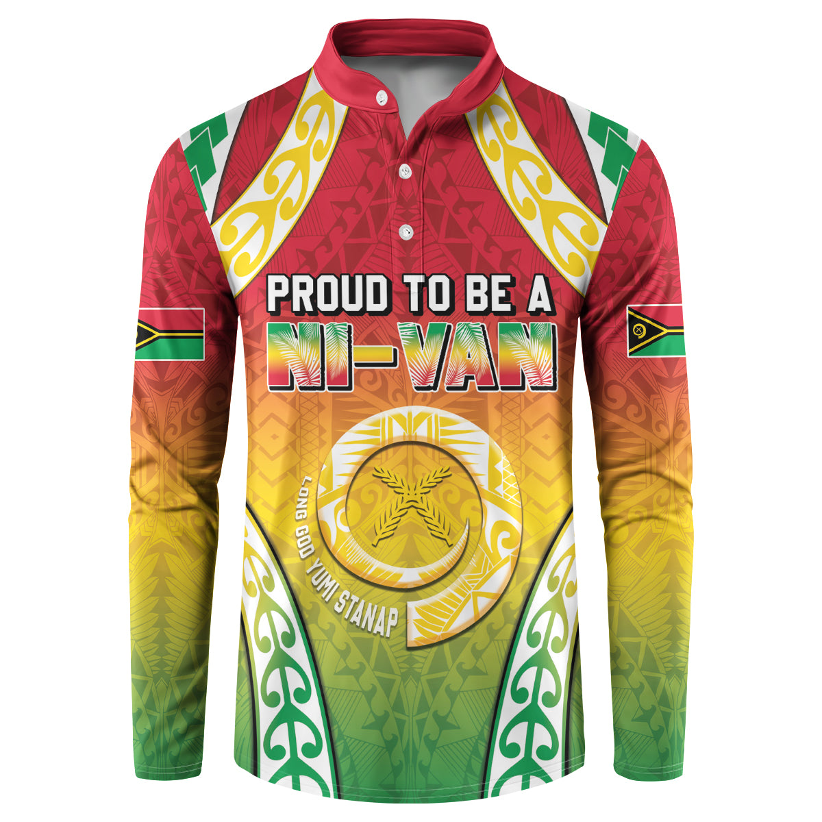 Personalised Vanuatu Button Sweatshirt Proud To Be A Ni-Van With Tribal Pattern