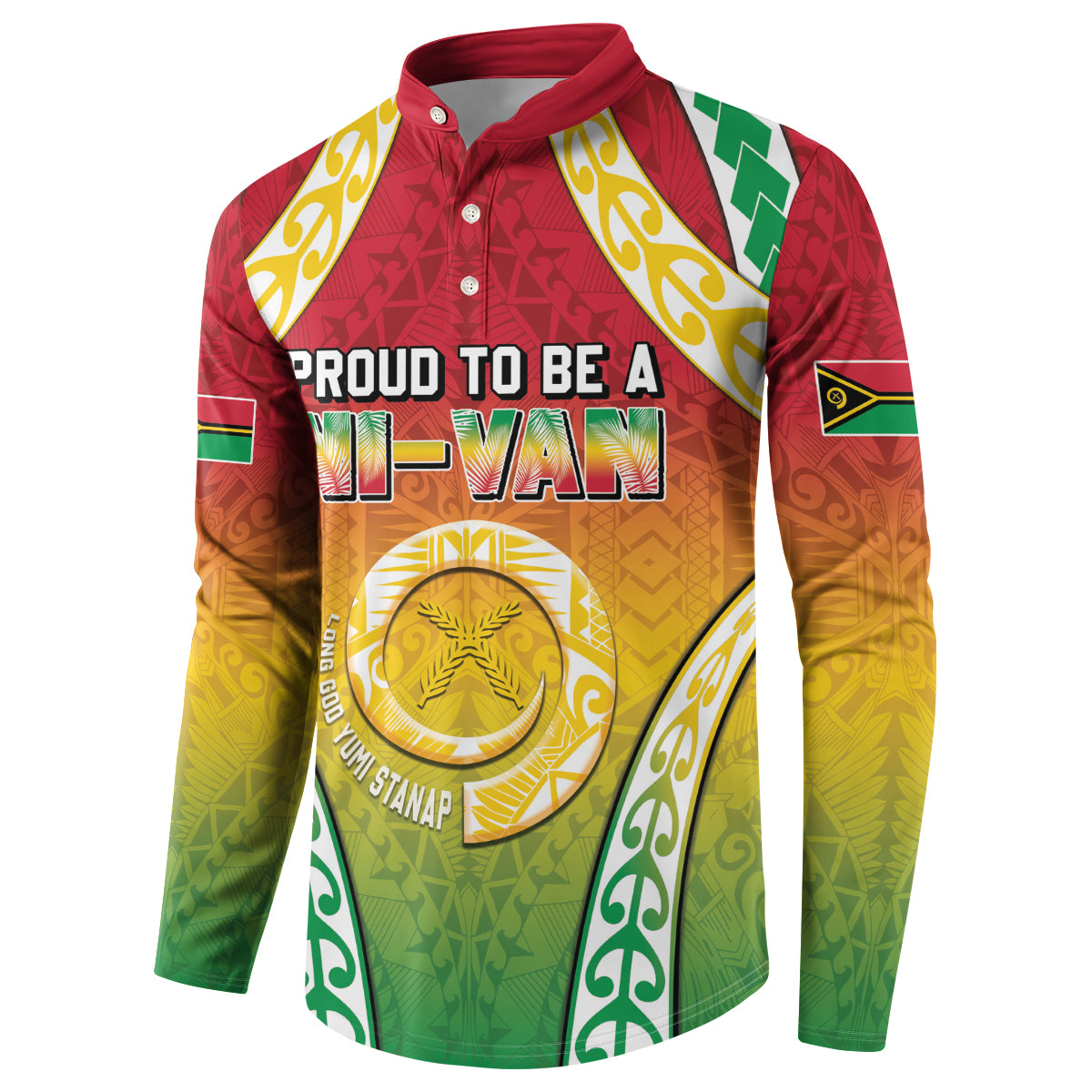 Personalised Vanuatu Button Sweatshirt Proud To Be A Ni-Van With Tribal Pattern