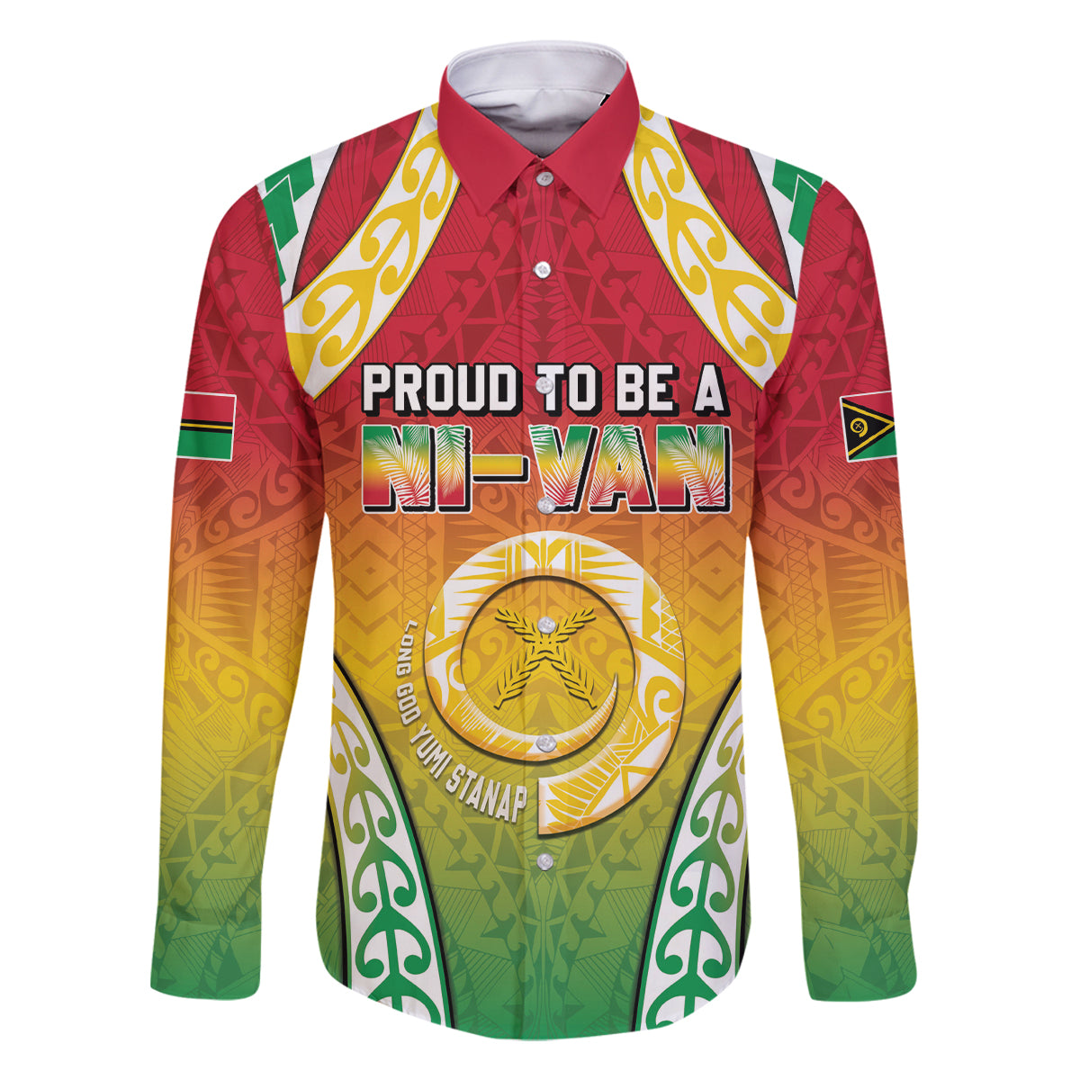 Personalised Vanuatu Family Matching Long Sleeve Bodycon Dress and Hawaiian Shirt Proud To Be A Ni-Van With Tribal Pattern LT05 Dad's Shirt - Long Sleeve Reggae - Polynesian Pride
