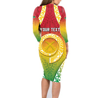Personalised Vanuatu Family Matching Long Sleeve Bodycon Dress and Hawaiian Shirt Proud To Be A Ni-Van With Tribal Pattern LT05 - Polynesian Pride