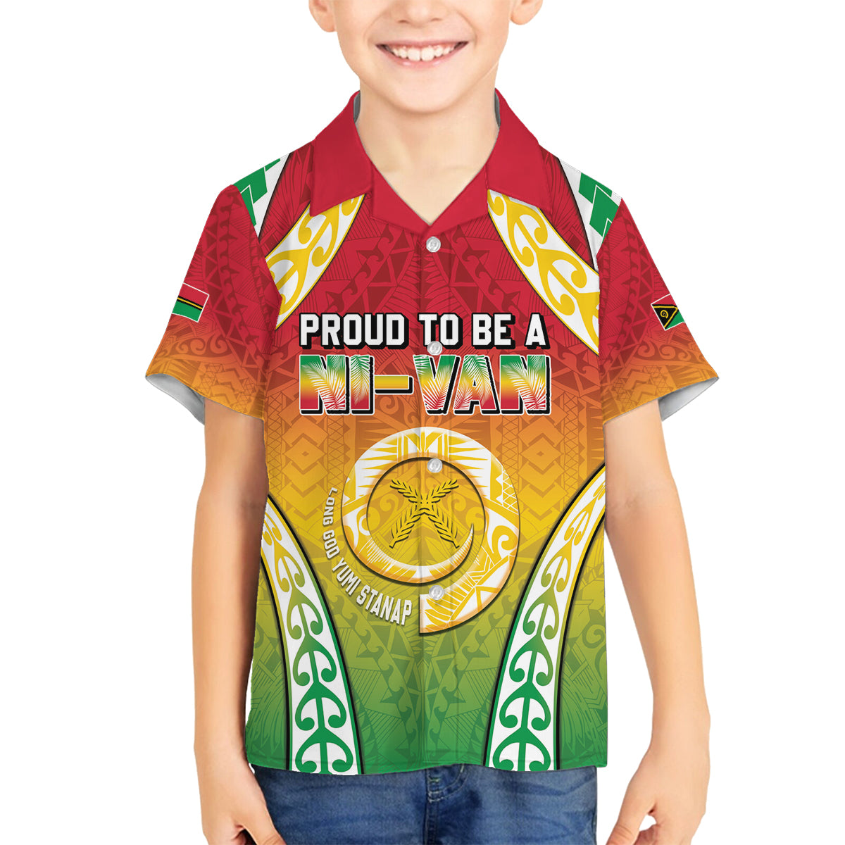 Personalised Vanuatu Family Matching Long Sleeve Bodycon Dress and Hawaiian Shirt Proud To Be A Ni-Van With Tribal Pattern LT05 Son's Shirt Reggae - Polynesian Pride