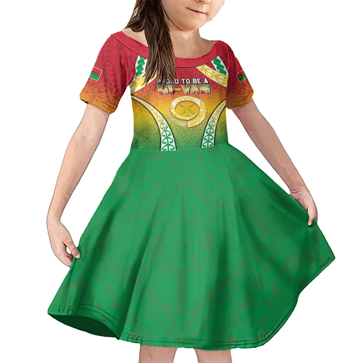 Personalised Vanuatu Family Matching Tank Maxi Dress and Hawaiian Shirt Proud To Be A Ni-Van With Tribal Pattern LT05 Daughter's Dress Reggae - Polynesian Pride