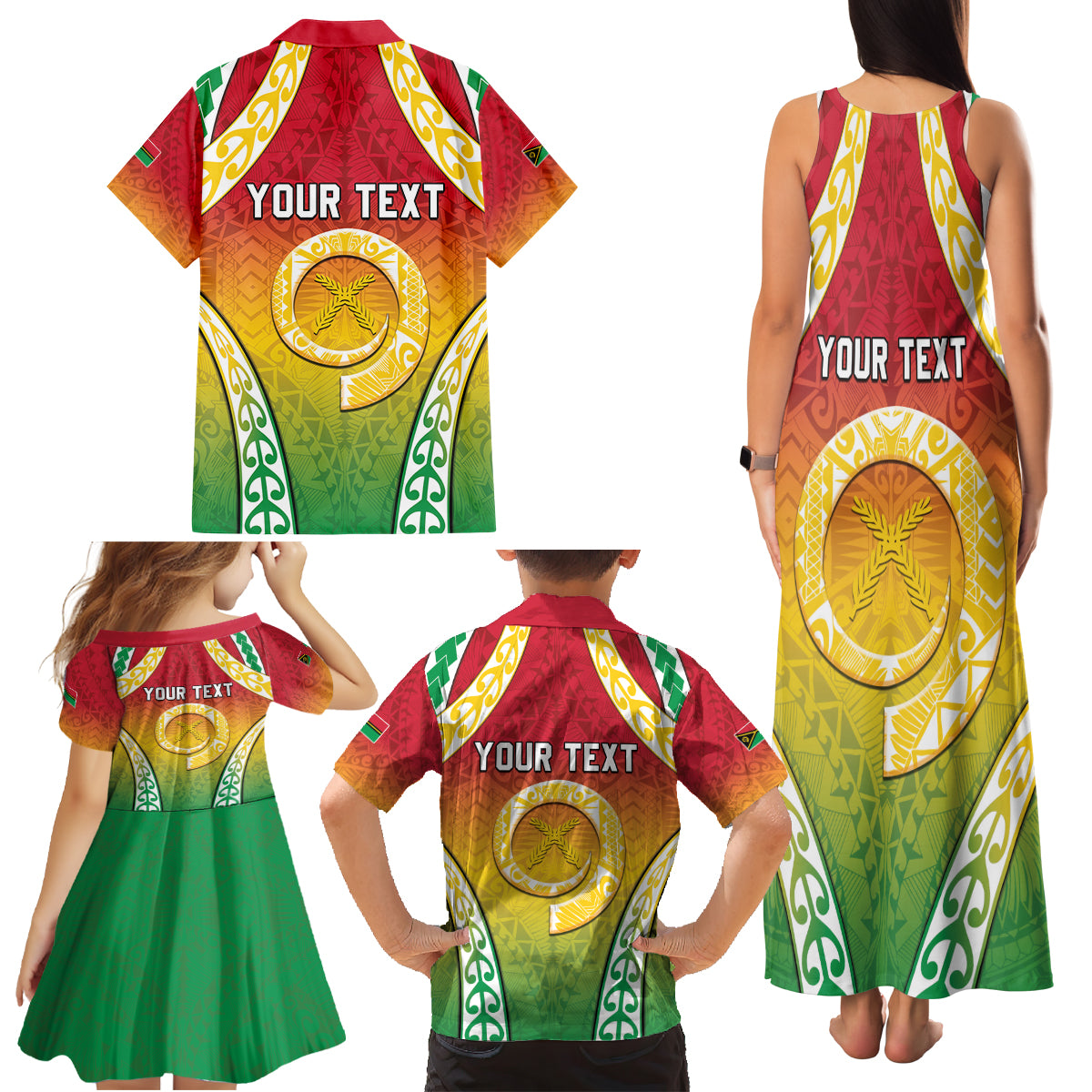 Personalised Vanuatu Family Matching Tank Maxi Dress and Hawaiian Shirt Proud To Be A Ni-Van With Tribal Pattern LT05 - Polynesian Pride