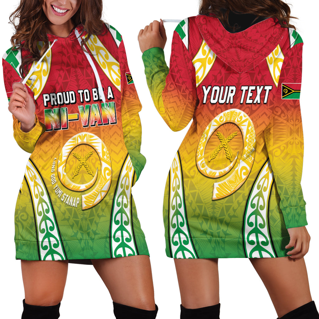 Personalised Vanuatu Hoodie Dress Proud To Be A Ni-Van With Tribal Pattern