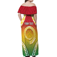 Personalised Vanuatu Off Shoulder Maxi Dress Proud To Be A Ni-Van With Tribal Pattern