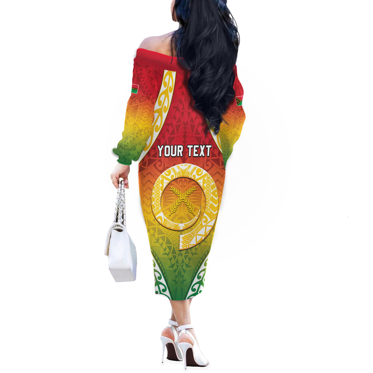 Personalised Vanuatu Off The Shoulder Long Sleeve Dress Proud To Be A Ni-Van With Tribal Pattern