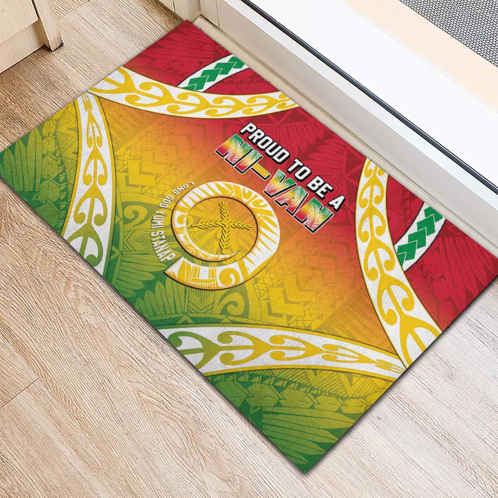 Vanuatu Rubber Doormat Proud To Be A Ni-Van With Tribal Pattern