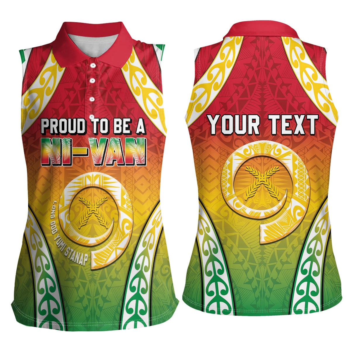 Personalised Vanuatu Women Sleeveless Polo Shirt Proud To Be A Ni-Van With Tribal Pattern
