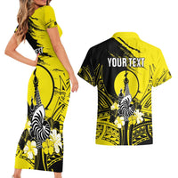 Personalised New Caledonia Day Couples Matching Short Sleeve Bodycon Dress and Hawaiian Shirt Kanaky Flag Coat Of Arms Polynesian Pattern LT05 - Polynesian Pride