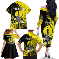 Personalised New Caledonia Day Family Matching Off The Shoulder Long Sleeve Dress and Hawaiian Shirt Kanaky Flag Coat Of Arms Polynesian Pattern LT05 - Polynesian Pride