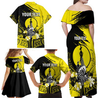 Personalised New Caledonia Day Family Matching Off Shoulder Maxi Dress and Hawaiian Shirt Kanaky Flag Coat Of Arms Polynesian Pattern LT05 - Polynesian Pride