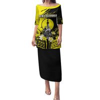 Personalised New Caledonia Day Family Matching Puletasi and Hawaiian Shirt Kanaky Flag Coat Of Arms Polynesian Pattern LT05 Mom's Dress Yellow - Polynesian Pride